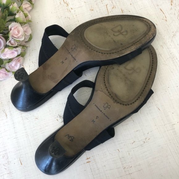 VTG Donald J. Pliner Black Double Nylon Stretch Knot Strap Kitten Heel Sandal - Picture 15 of 16
